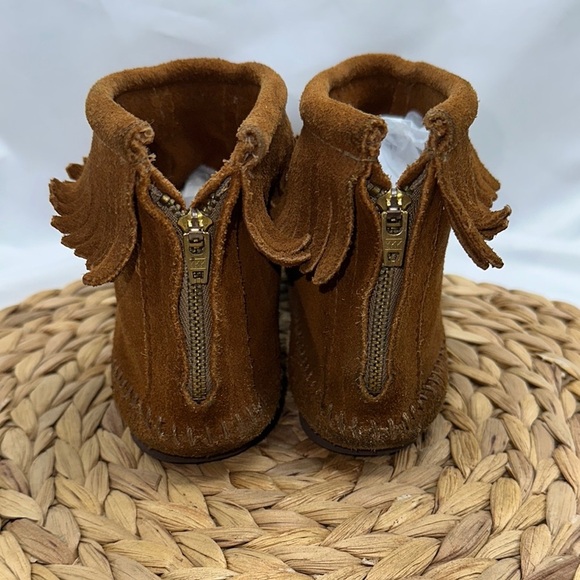 Fringed Suede Back Zip Moccasin  Ankle Boots - Picture 5 of 6